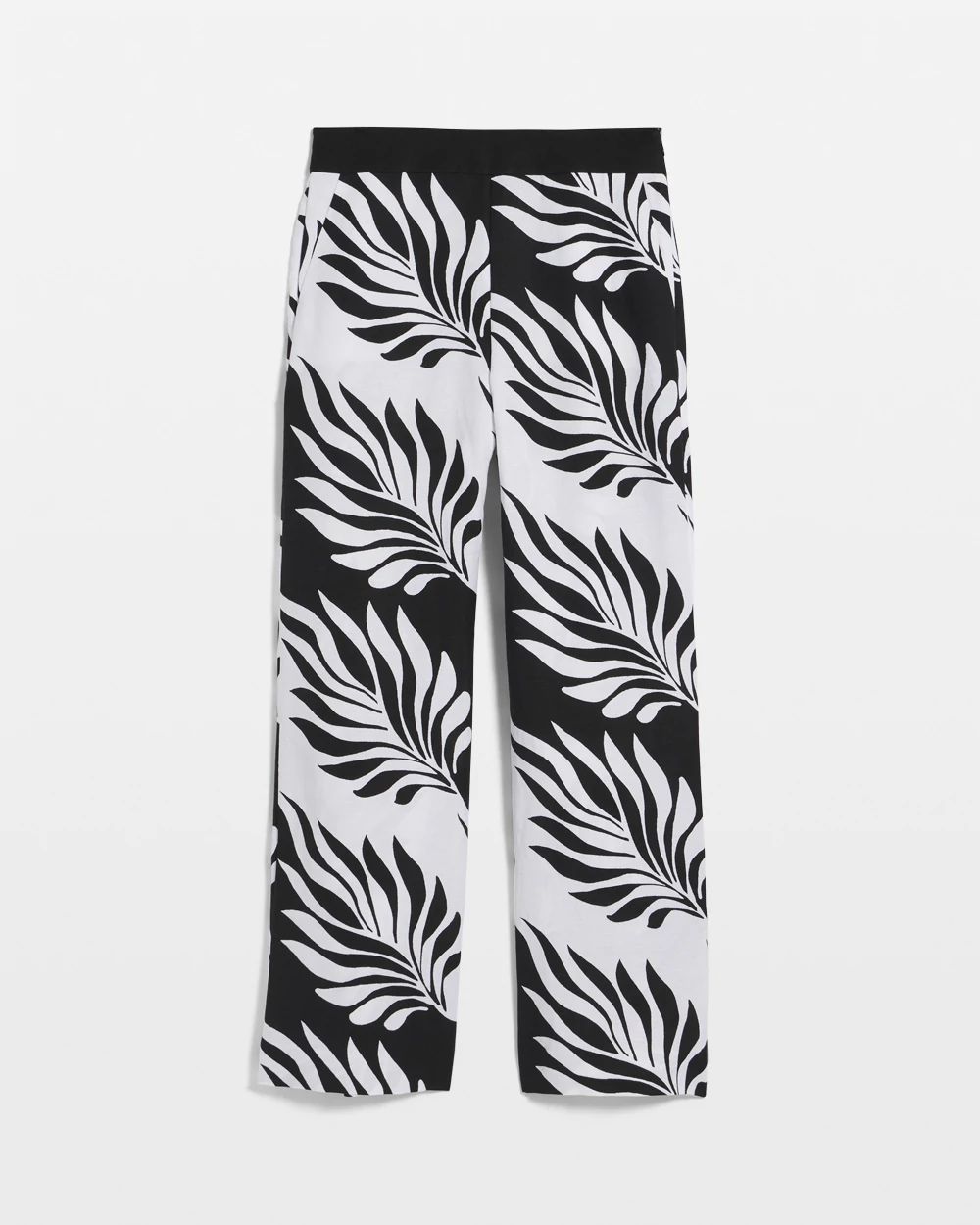 【関税&送料込】Palm Angels Printed Linen Blend Wide-Leg Pan Petite Linen-Blend Palm Print Cropped Wide Leg Pant | White